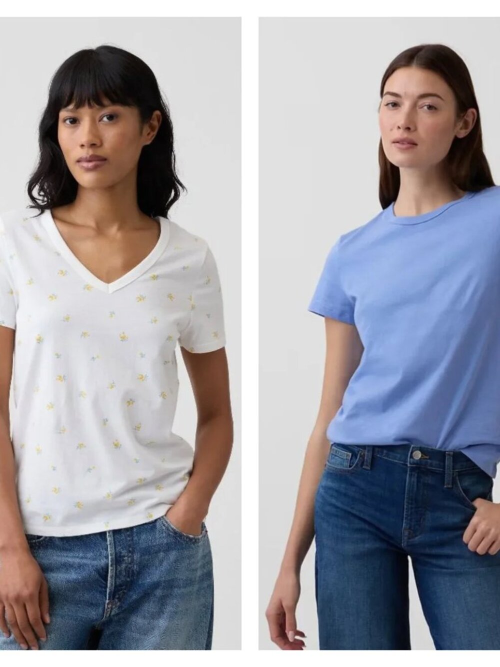 Gap TWO PACK BUNDLE - Women's XL Blue/Yellow Floral T-Shirts 70% off Retail